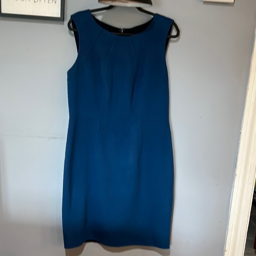 Talbots Peacock Blue Wool Sheath Dress Size 14